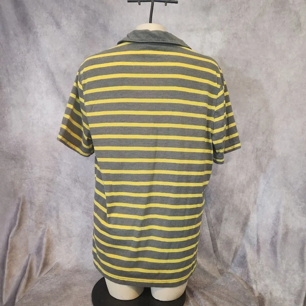 Banana Republic Striped‎ Gray and Yellow Men's Polo Shirt Size Large